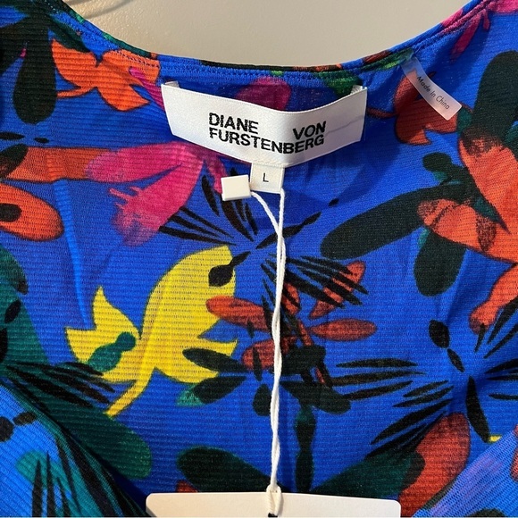 NWT Diane Von Furstenberg DVF Large Erik Top Bodysuit Libellule Medium Deep Blue - Picture 2 of 6